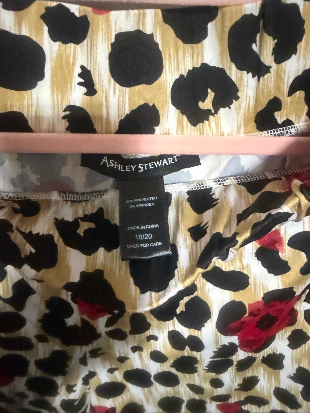 Ashley Stewart Plus Size Animal-Print Chemise in Black, Gold & Red Accents